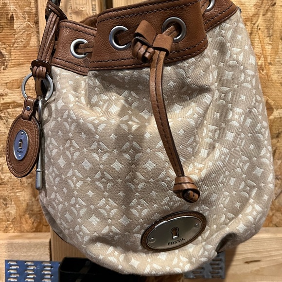 Fossil Bags Fossil Maddox Medium Canvas And Leather Drawstring